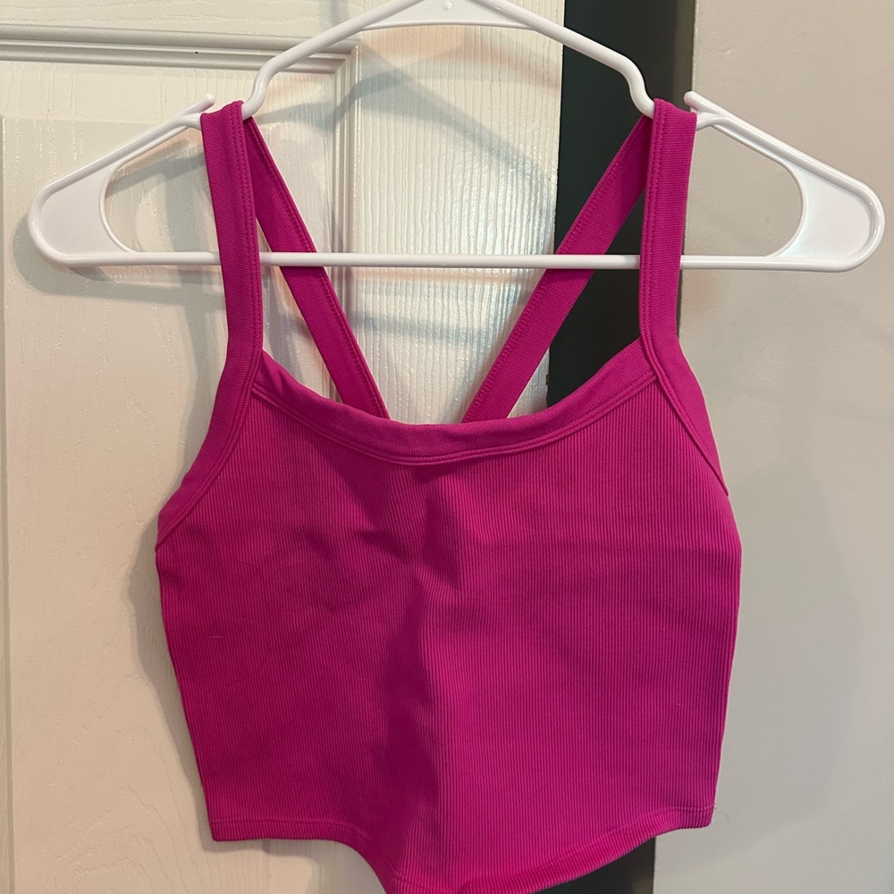 Vibrant Pink Ribbed Crop Top